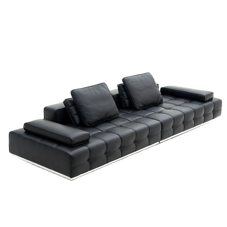

Lawrence leather sofa living room straight row combination high-end time-increasing first layer cowhide sofa black