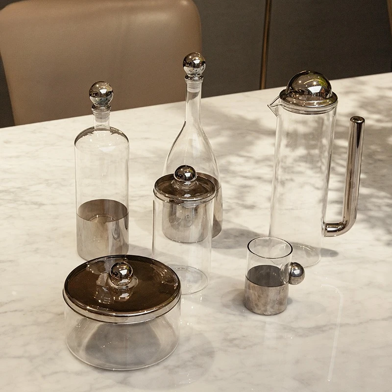 Simple modern orange high borosilicate, practical six-piece set, storage tank vase