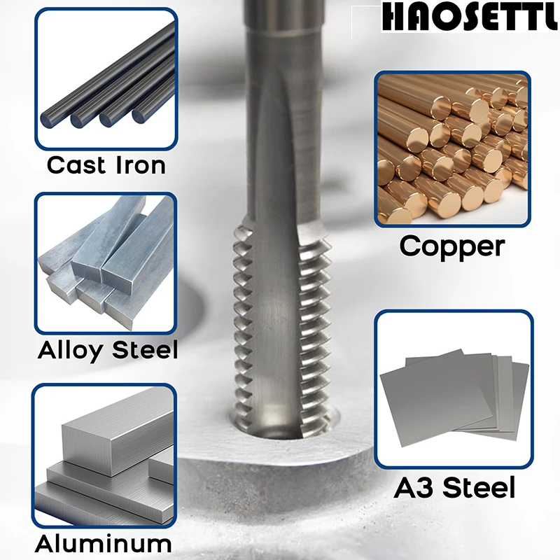 HAOSETTL M27X0.5, M27X0.75, M27X1, M27X1.25 Conjunto de torneira e matriz manual direita, torneira de rosca de máquina HSS e matriz redonda