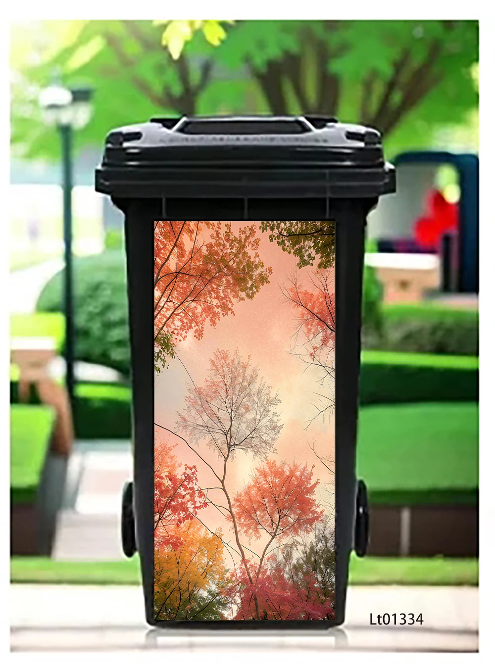 Marble Effect Fluid Trash Can Sticker, Pastel Pink Blue Swirl Design Waterproof Removable Outdoor Wheeled Garbage Bin Decor