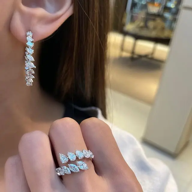 45mm Geometric Various Shaped Cubic Zirconia Iced Out Bling Round Circle Hoop Earring For Women Luxury Jewelry