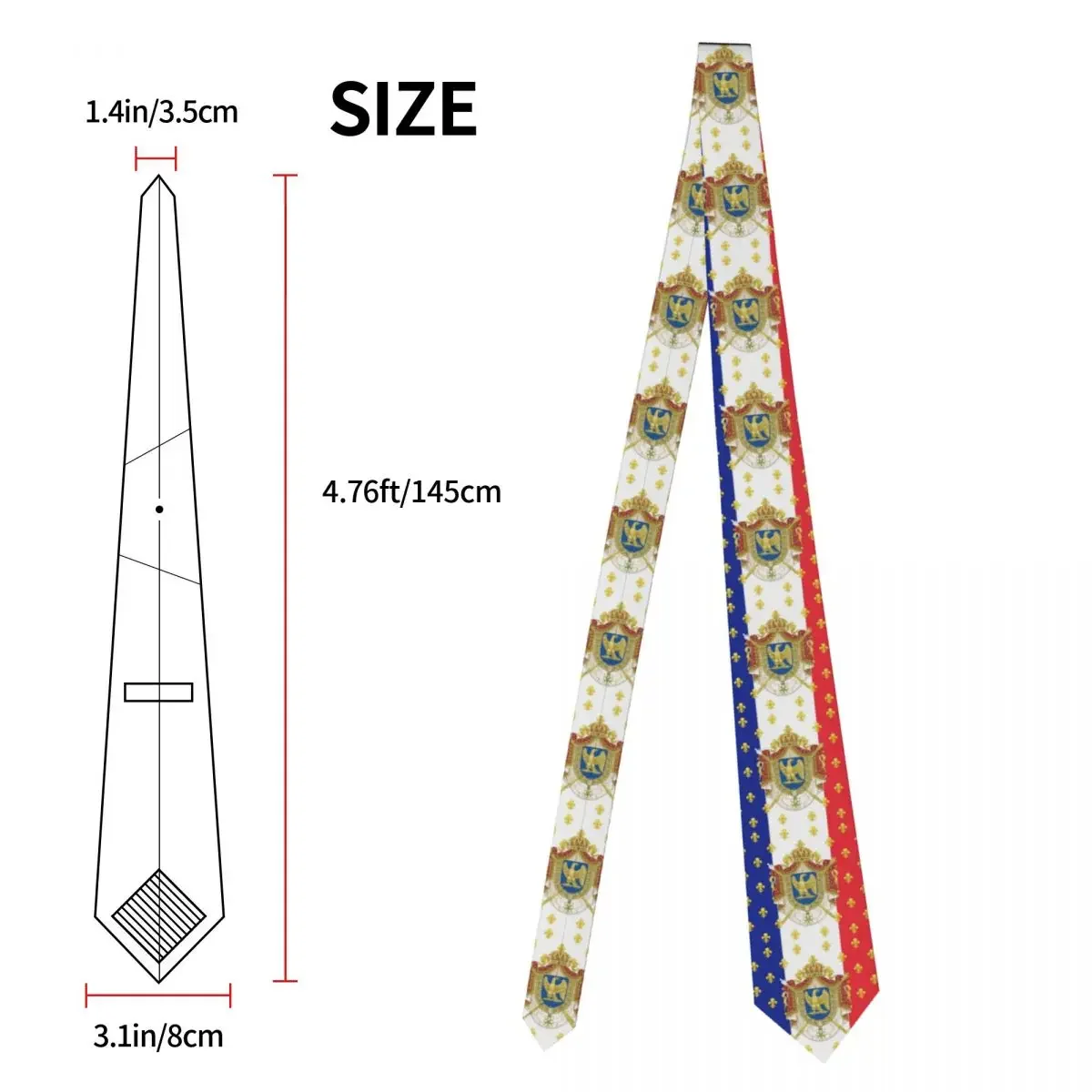 男性用のフランス国旗のネクタイ,フランス帝国の紋章のネクタイ,クラシックなロイヤルスタンダード,カスタマイズされたシルクのネクタイ