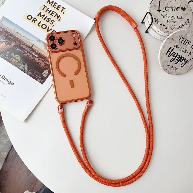 Magnetische Lanyard-Hülle für iPhone 17 Pro Max 14 13 15 16 Plus 17P Original Stoßfeste Crossbody-Halskordel-Hülle mit weichem, transparentem Cover – Detail 8