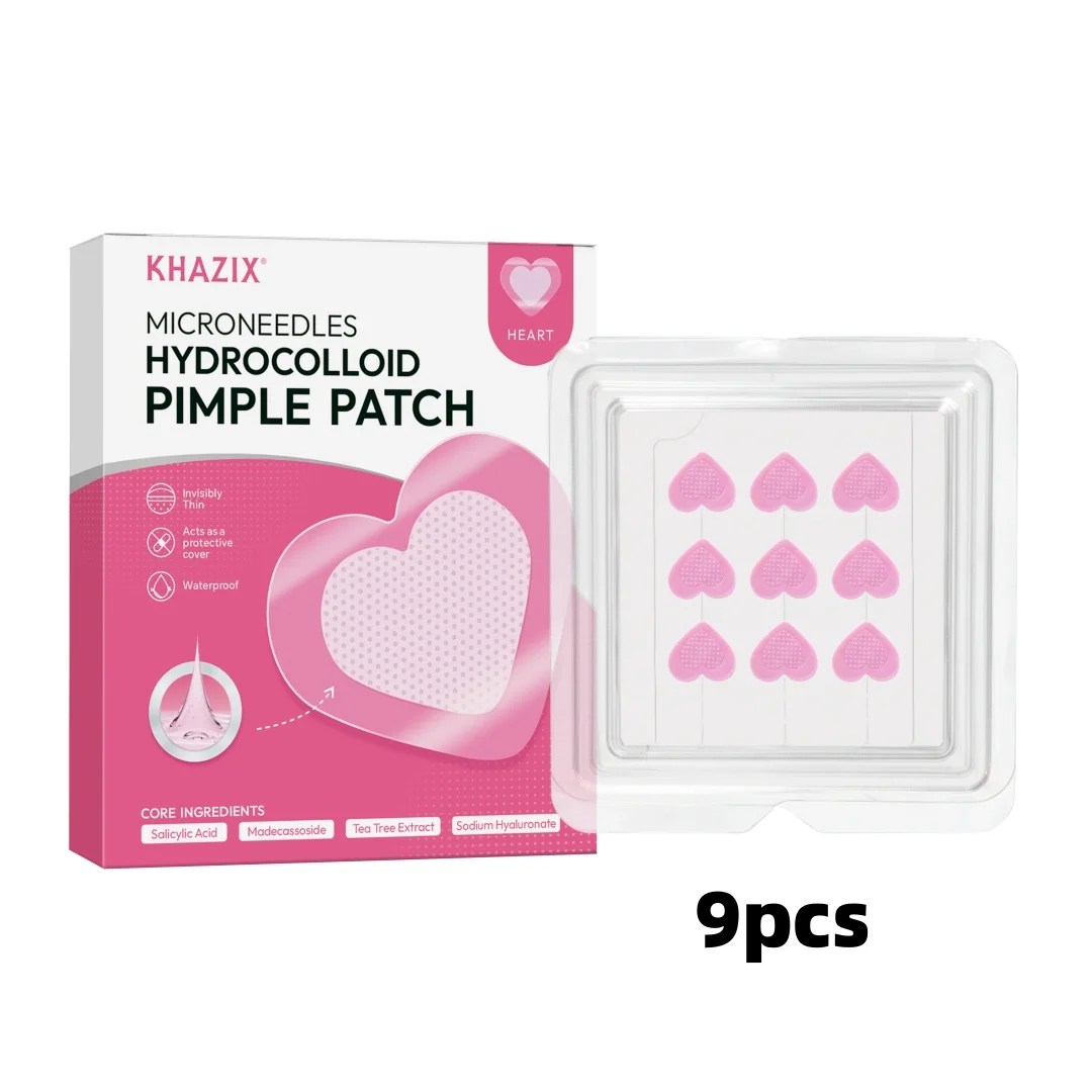 9-pcs Cute Love Heart Acne Patch: Medical-grade hydrocolloid, safe for sensitive skin to apply with confidence