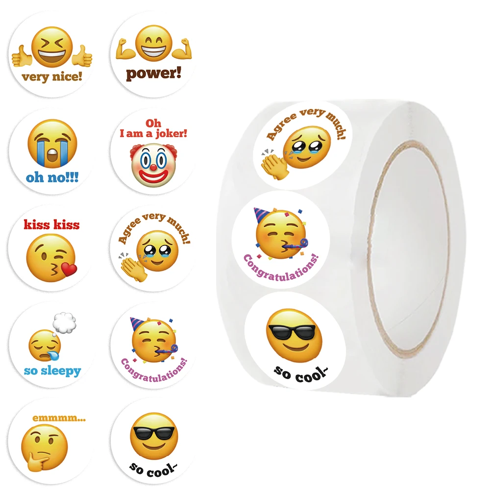 500Pcs Funny Smile Face Expression Stickers for Children Kids Roll Stickers Small Packaging Pack Stickers Photocard Decor Lables