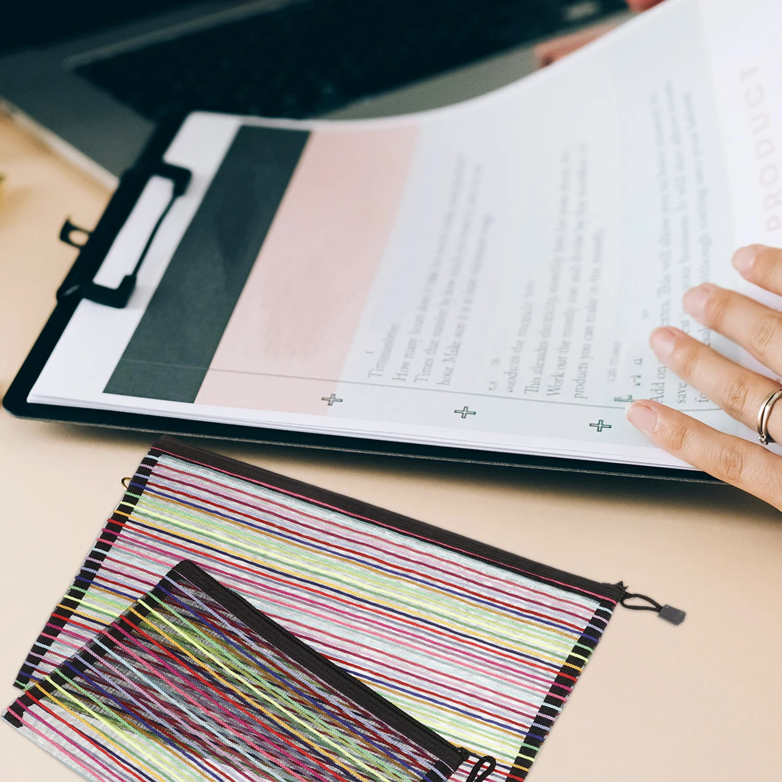 

3Pcs Nylon Mesh File Organizer A4 A5 B6 Sizes Colorful Zipper Pouches Portable Document Storage Bags File Bag Document Organizer