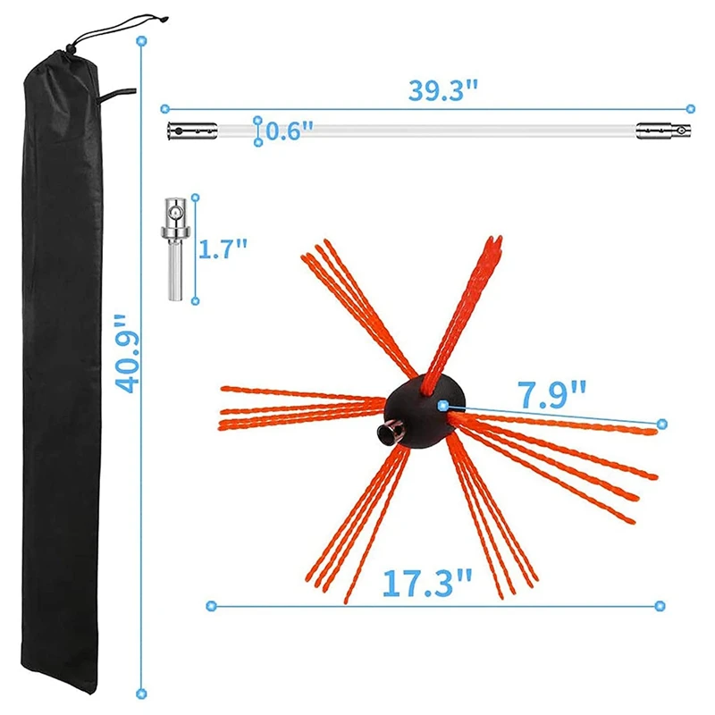 Imagem -03 - Kit Sistema de Limpeza de Chaminé Sistema de Limpeza de Chaminé com Estende Hastes Rotativas para Lareira de Varrer Hot26ft