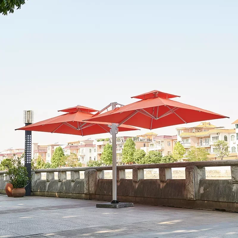 2026 Superior Quality Aluminum Double Side Cafe Garden Umbrella Outdoor Parasolspromote sales