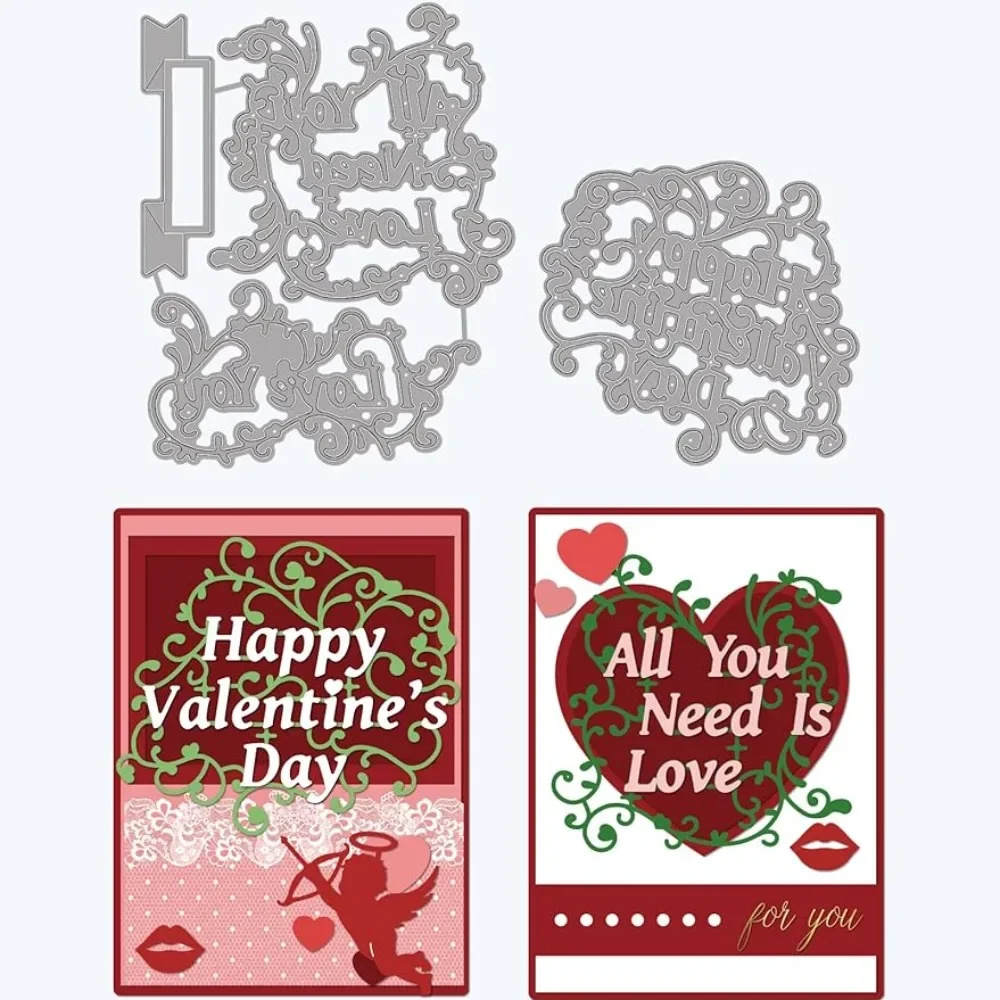 

Happy Valentine's Day Cutting Dies Valentine's Day Words Embossing Stencil Template Carbon Steel Crafting Die Cut for Card