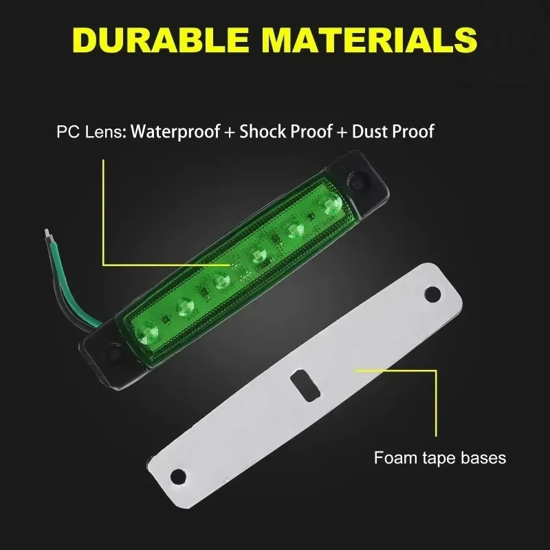 Led Side Marker Indicator Car Lights Front Rear For Trucks Cab RV Trailer Amber/Red/White/Green/Blue 10PCS 12V-24V Hot