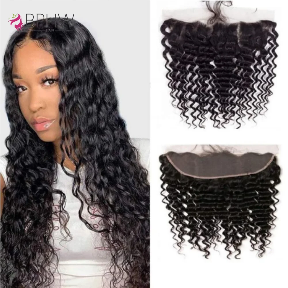13x4 Lace Frontal Water Wave Pre Plucked Swiss Transparent Lace Front Only 100% Remy Human Hair 4x4 Lace Closure Hair BPHW Hair
