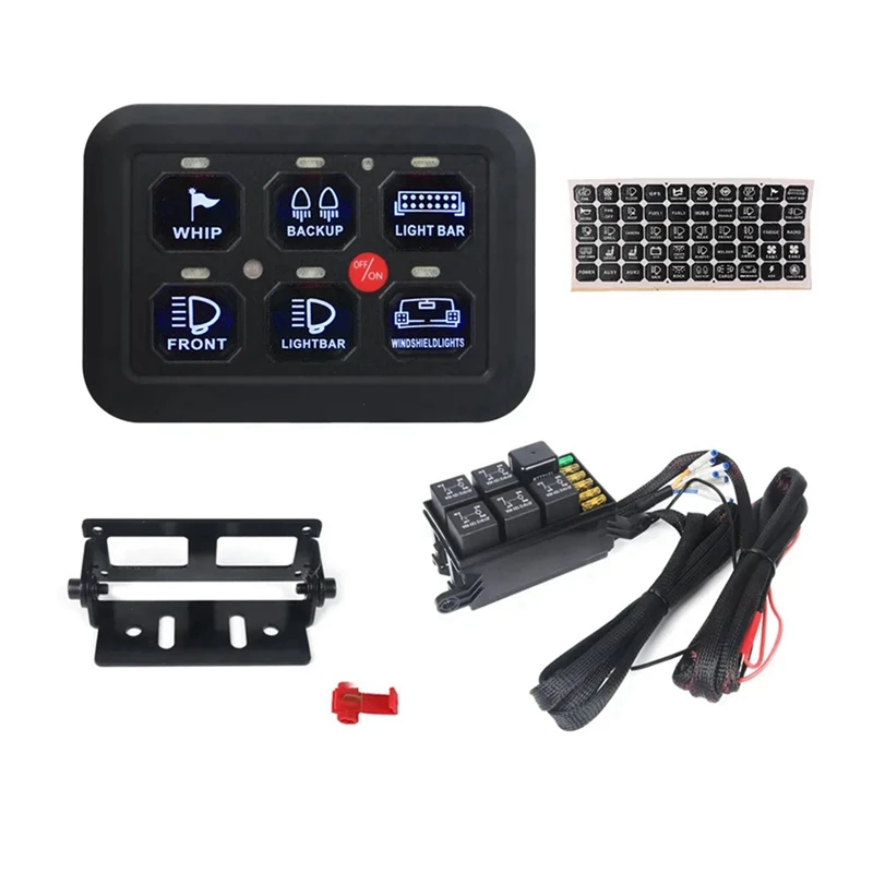 LED 6 Gang Switch Panel Circuit Control Relay System Box Slim Touch Control Panel For Boat Jeep UTV Caravan