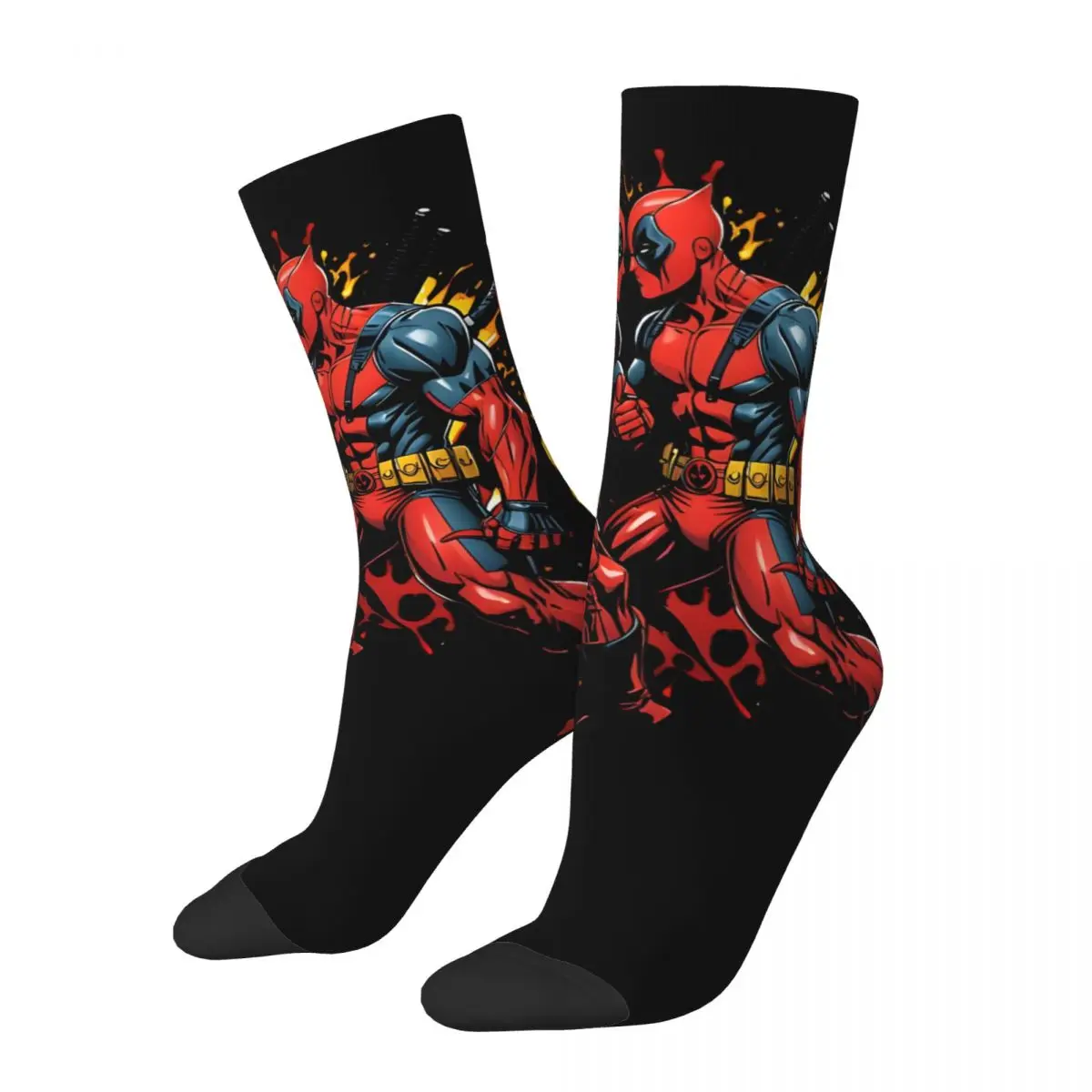 Hip Hop Vintage Popular Movies Crazy Men's compression Socks Unisex Deadpool & Wolverine Harajuku Seamless Printed Funny Novelty