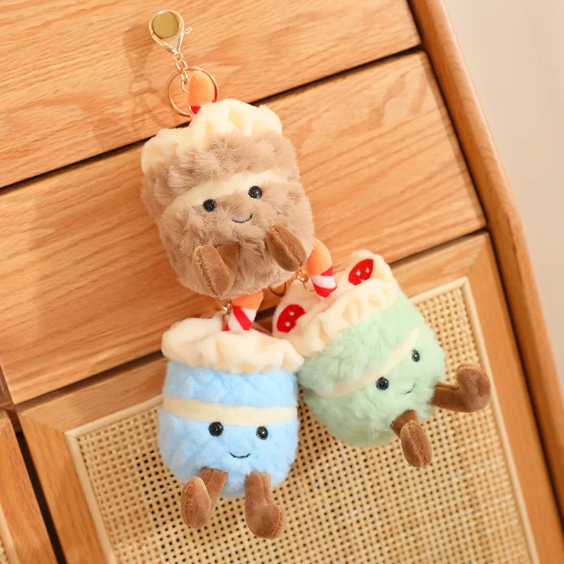 16cm Kawaii Cake Plush Keychain Toy Soft Stuffed Plant Succulent Plush Pendant Birthday Gift for Girls Children Kids  Home Decor