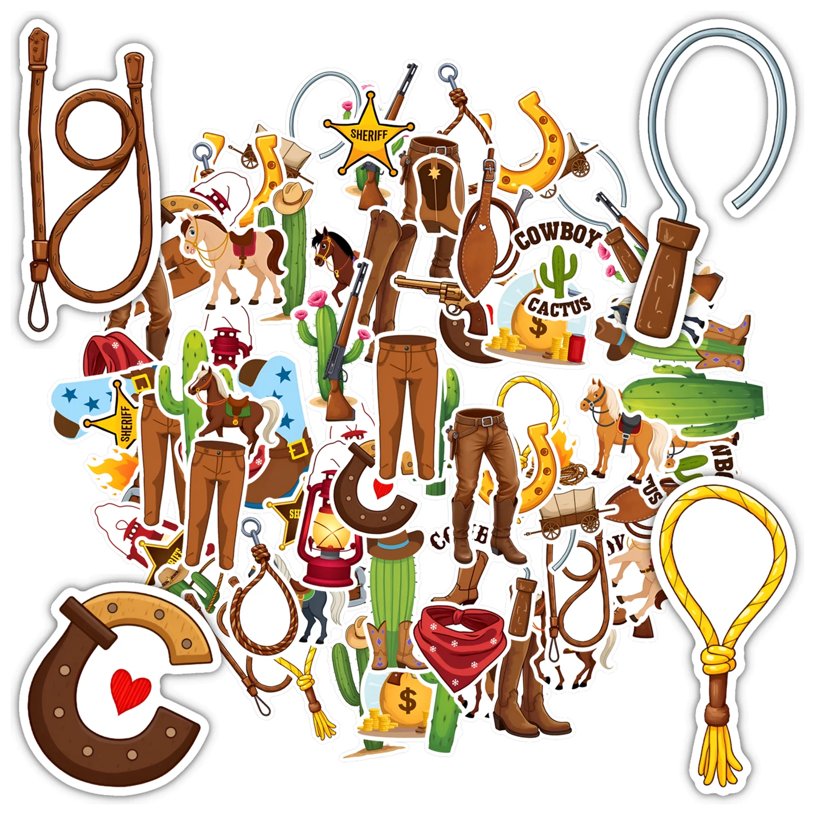 

35 шт.-50 шт. деревенские наклейки кактус, уличные наклейки для учителей родео, награды, наклейки с животными для ноутбука, мотоцикла, багажа, телефона