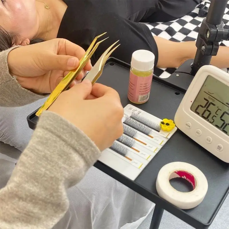 1 pz supporto per vassoio per ciglia lampada a luce mezzaluna morsetto universale piattaforma con clip supporto regolabile strumento per vassoio cosmetico per trucco ciglia