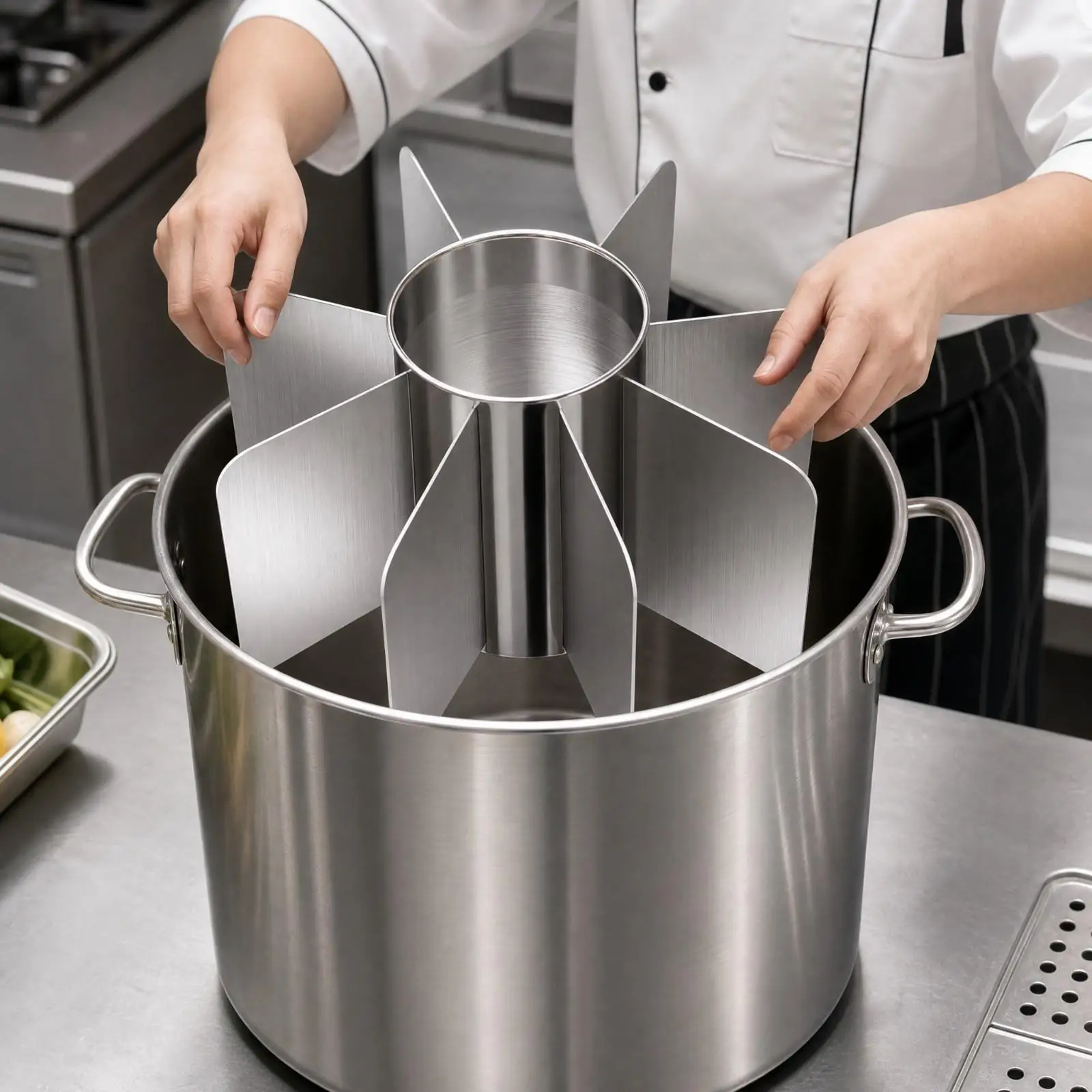 Round Pot Soup Divider Insert Stainless Steel Detachable Panels for Hot Pot Broth Skewer Multi Section Cookware