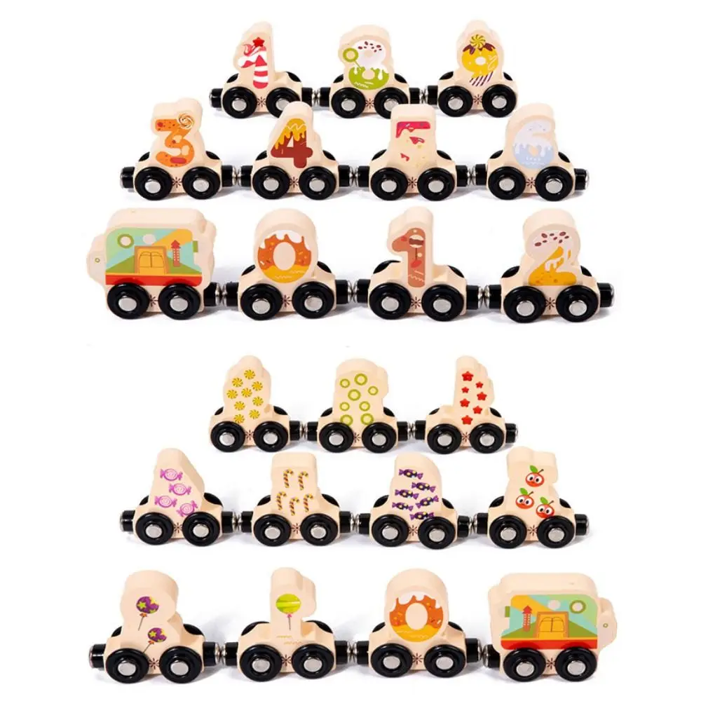 

Number/Animal/Fruits/Dinosaur Magnetic Wooden Train Toys Hand-eye Coordination Educational Montessori Number Train Set Colorful