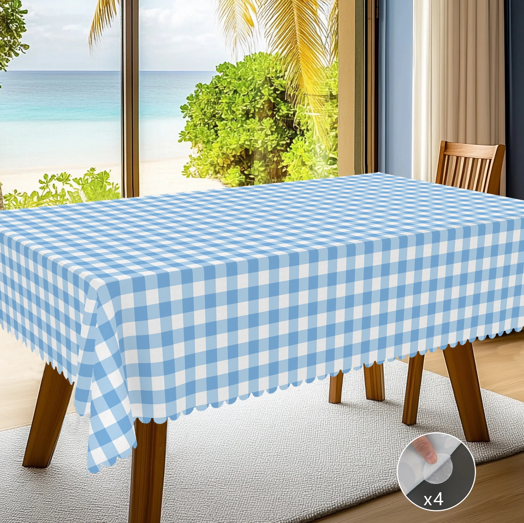 1 Piece of Spring and Summer Plaid Round and Rectangular Tablecloths, Available in Various Sizes, Blue and White Plaid Pattern Printing Design, Tablecloths for Home Kitchen, Indoor and Outdoor, and Seaside, Suitable for Cooperative Gifts