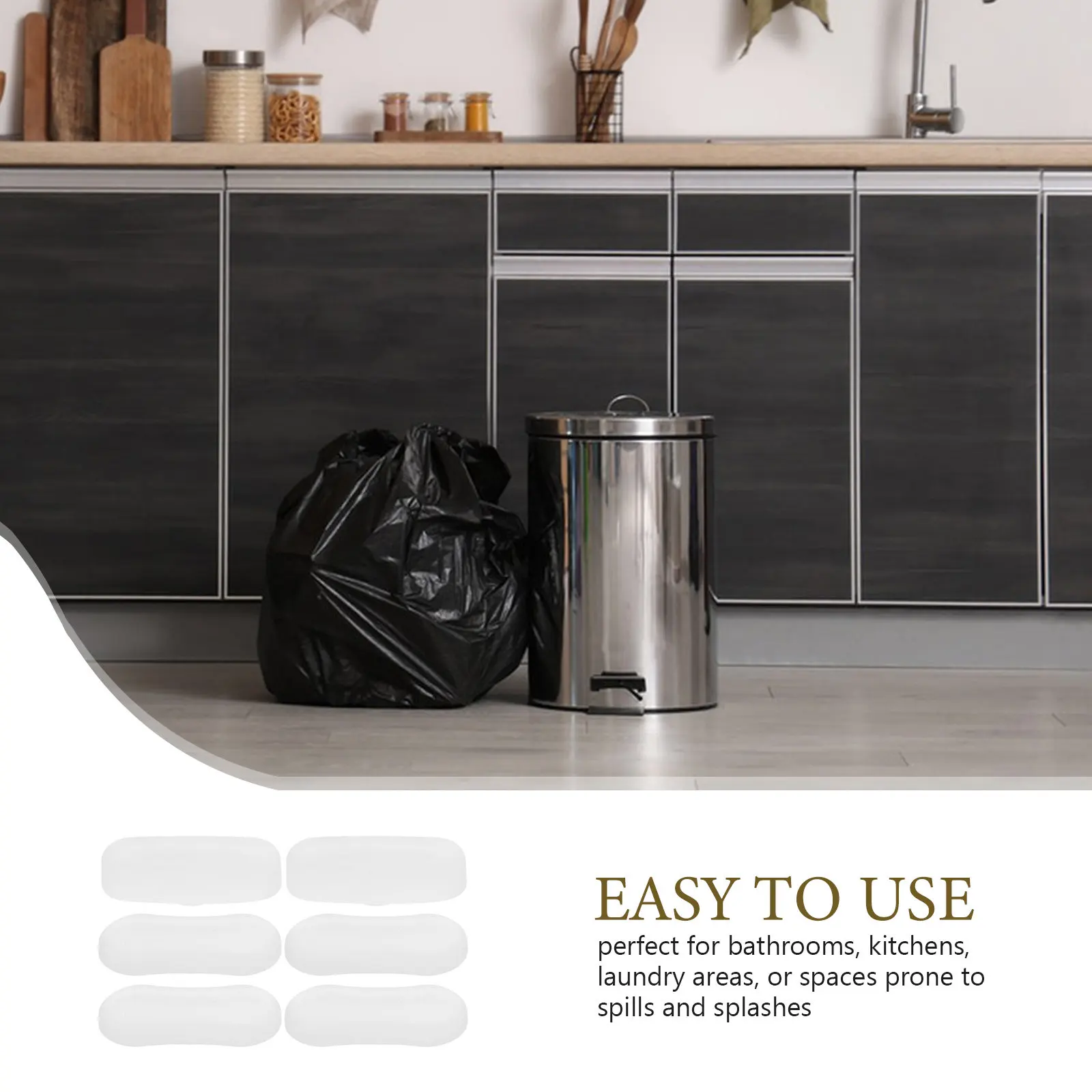 6Pcs Trash Can Wall Protector Clear Anticollision Padding Self Adhesive Noise Dampening Waterproof Buffer Pad Behind Garbage Bin