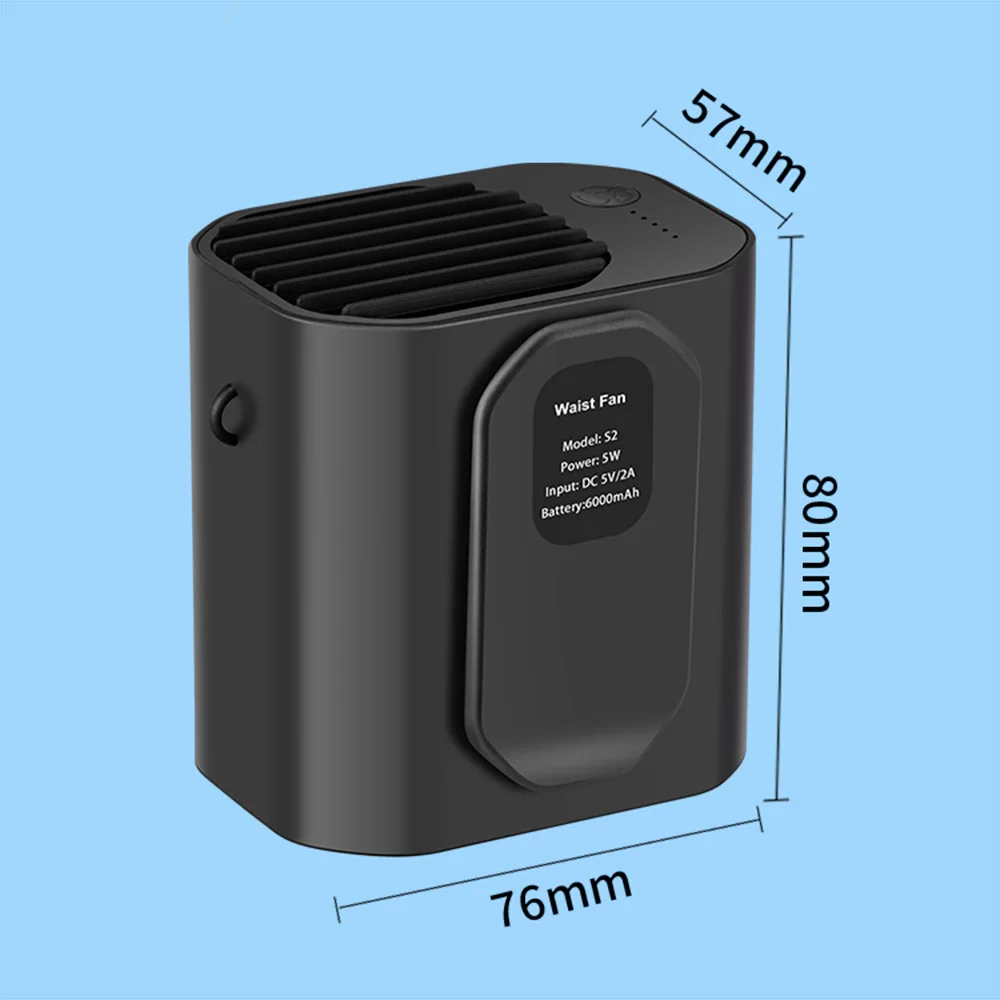 1PCS Portable Hanging Waist Fan USB Charging Electric Fan 3 Wind Speed Bladeless Waist Hanging Fan For Outdoor Camping Travel