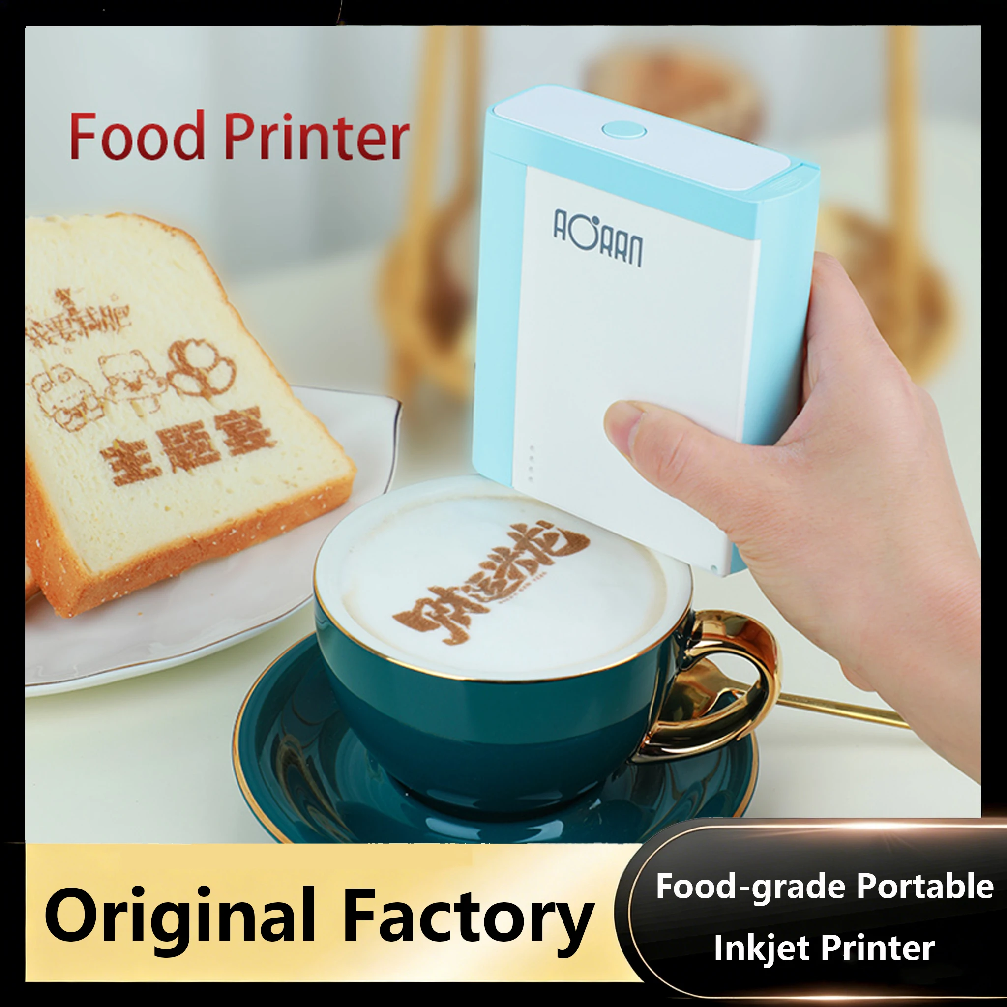 Portable Handheld Food Inkjet Printer Food-grade Ink Bluetooth Control Perfect for Coffee Macarons Cakes Personalized Designs