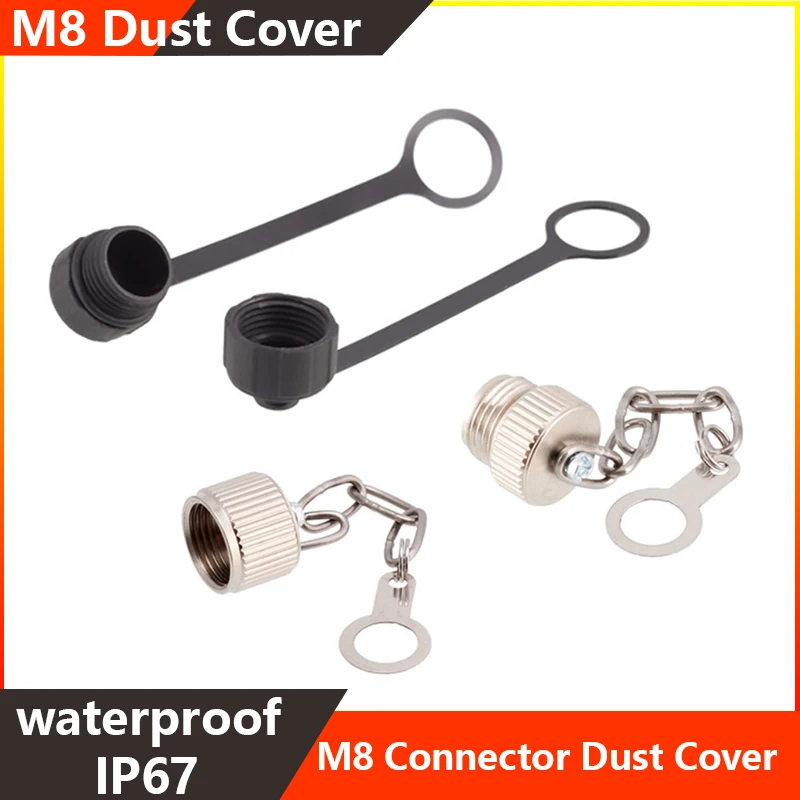 M8 internal/external thread 5pcs 10pcs metal/plastic dust cover IP67 waterproof plug protective cover