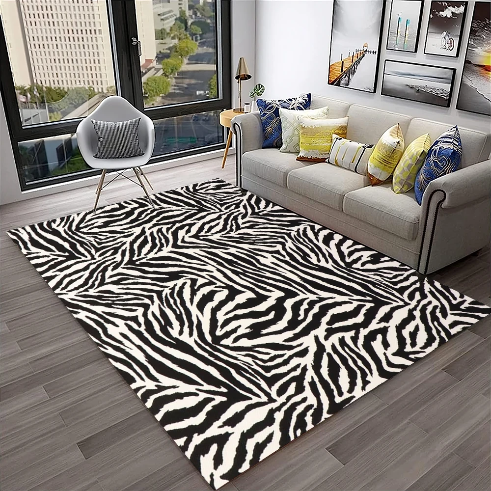 3D Colorful Zebra Stripe Pattern Carpet Rug for Home Living Room Bedroom Sofa Doormat Decor,kid Play Area Rug Non-slip Floor Mat