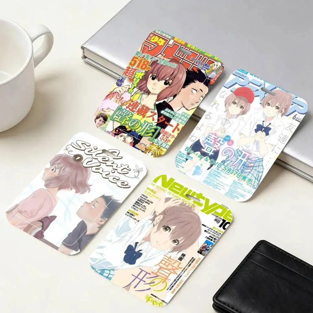 Anime A Silent Voice ID Card Holder Neck Strap Pendant Door Badge Holder Lanyards Keychain Work Credential Case Gift