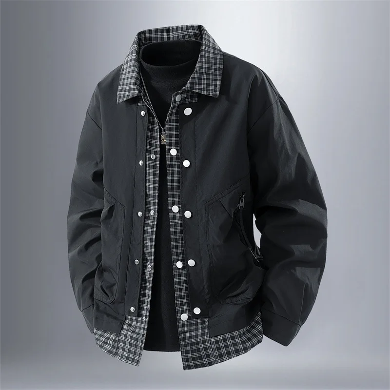 Men's Retro Faux Leather Two-Piece Jacket Loose Comfortable Fit Spring Autumn 2025 Fashion Trend