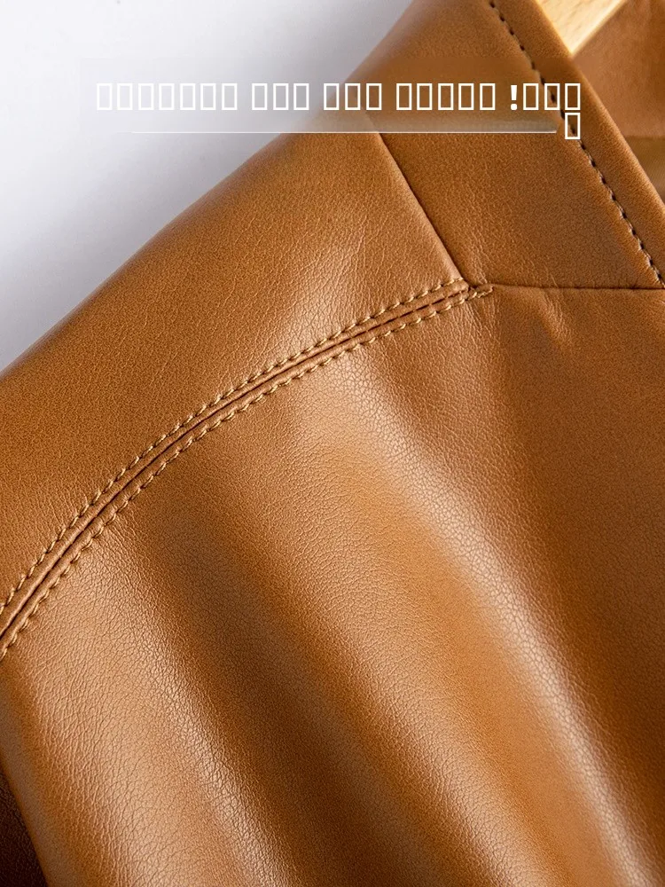 Haining Echt Lederen Jas Dames Korte Mouw 2025 Herfst Nieuwe Mode Taille-omhullende Schapenvacht Kleine Buitenkleding