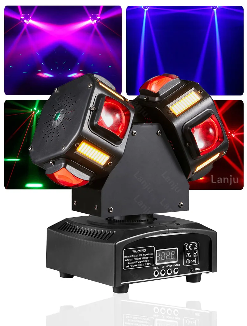 

New 120W DJ Moving Head Light 18PCS Beads 2-Arm Rotating Stage Effect RGBW Beam Laser Strobe Disco Party DMX Sound Control Light