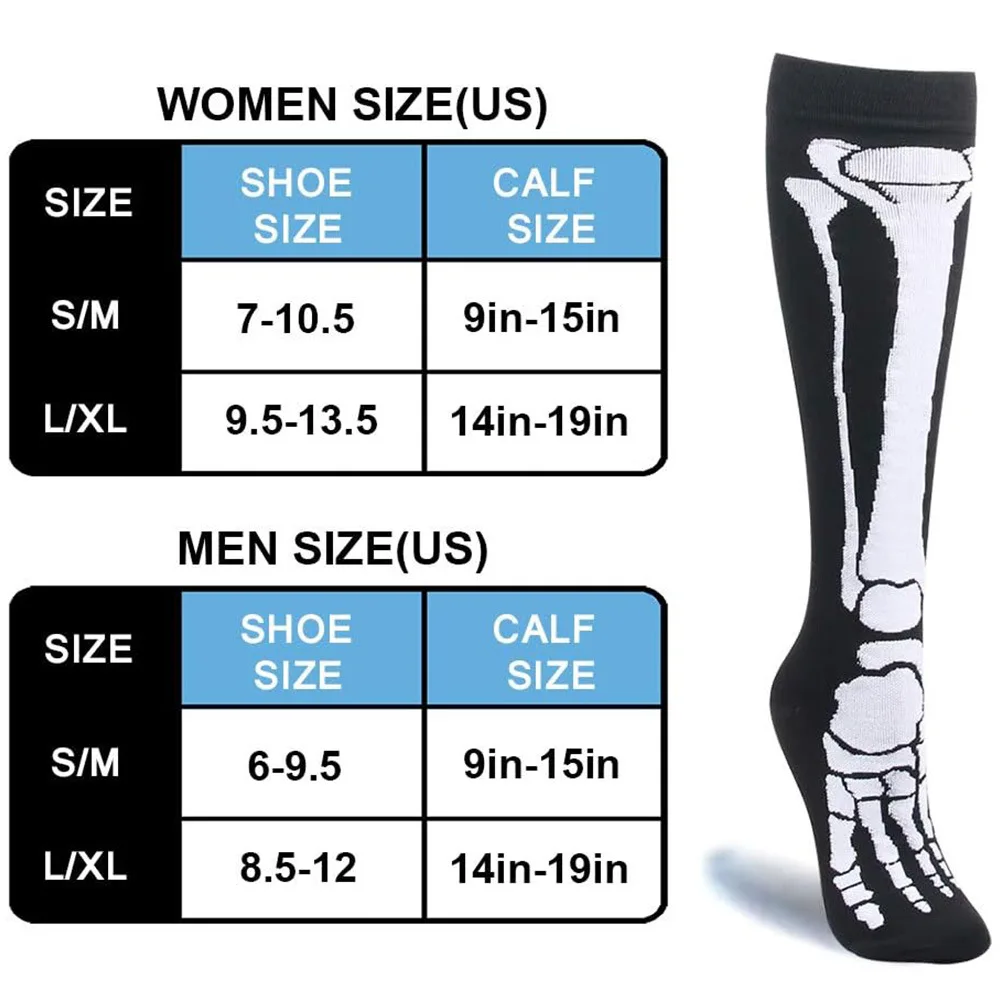 Skull Halloween Compression Socks for Men Women 5 Pairs Running Nurse Compression Socks Nurses Sport Ladies Lady Womens Running