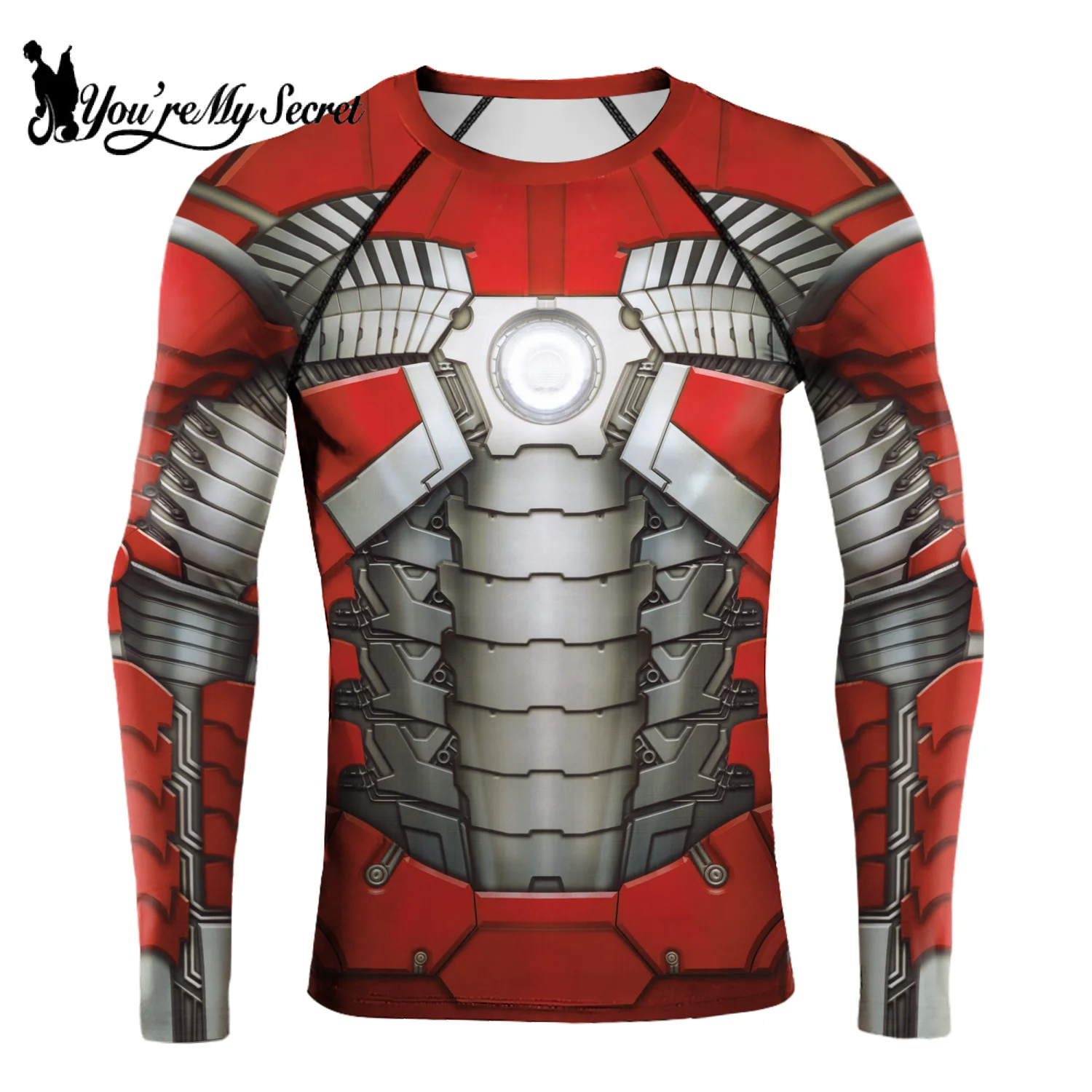 [You\'re My Secret] Men\'s Compression Shirt Cosplay Superhero Long Sleeve Workout Costume Men\'s Running Gym Fitness Tops Summer