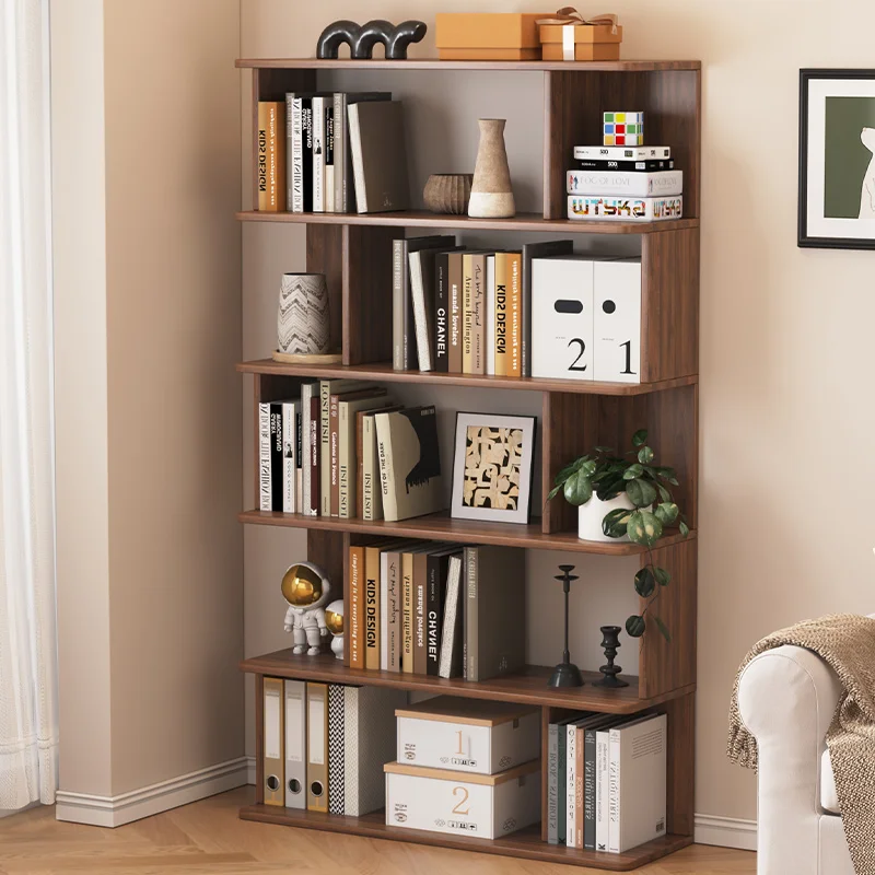 Solid Wood Bookshelf Shelf Floor Cabinet Household Living Room Wall Bookcase Simple Storage Cabinet Storage Lattice Cabinet