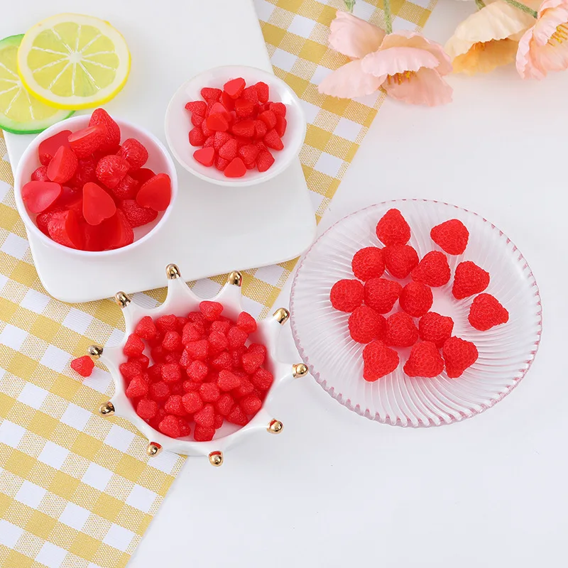 3D Simulation Obst Gefälschte Kirsche Erdbeere Harz Miniatur Kunst Cabochon Diy Dekorative Handwerk Scrapbooking 50 teil/los – Detail 2