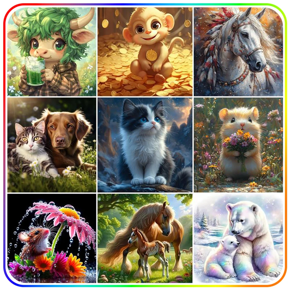 

SDOYUNO Diamond Painting Set Animals Diamond Art Kit Stitch Diamond Art Accessories Diamonds For Picture Crafts Cross Stitch Kit
