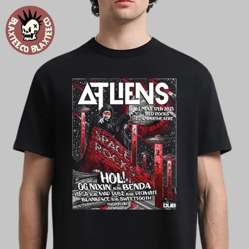 Atliens Space Rocks 2025 Red Poster 17. Mai Konzert-T-Shirt