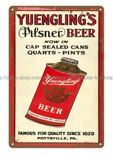 YUENGLING'S PILSNER BEER SIGN metal tin sign garage poster kitchen wall decor