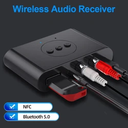 NFC Bluetooth 5.0 Audio Receiver U Disk RCA 3.5mm AUX Jack Stereo Music Wireless Audio Adapter Handfree Calling For Car Speaker