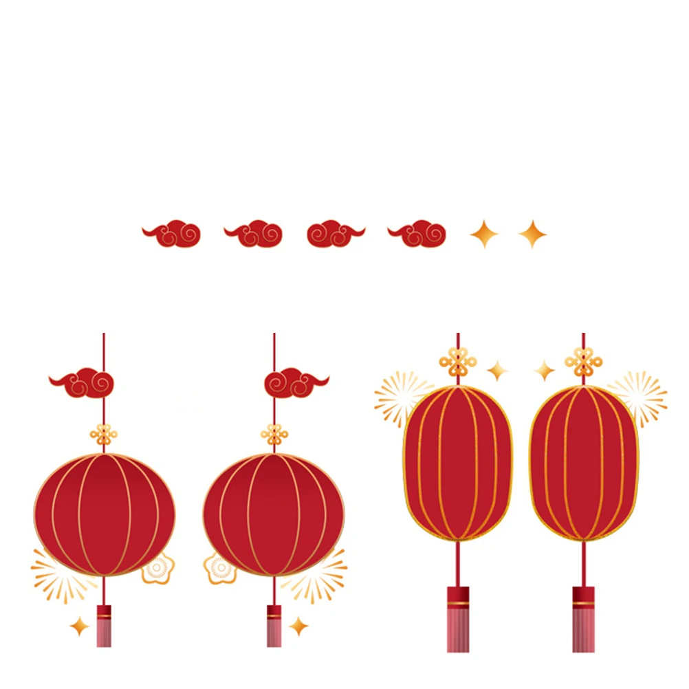 

1 set 1 Set Chinese New Year Wall Stickers Lantern Decals Home Decor Festival Party Window Clings Lunar New Year Sticker 2022