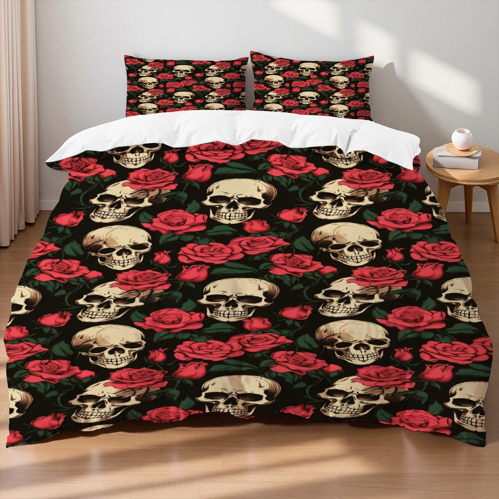 3Pcs Halloween Bed Linen Duvet Cover Set, Soft Cozy  with 2Pillowcases,  Home Decor Bedding Set in single Twin Queen Size