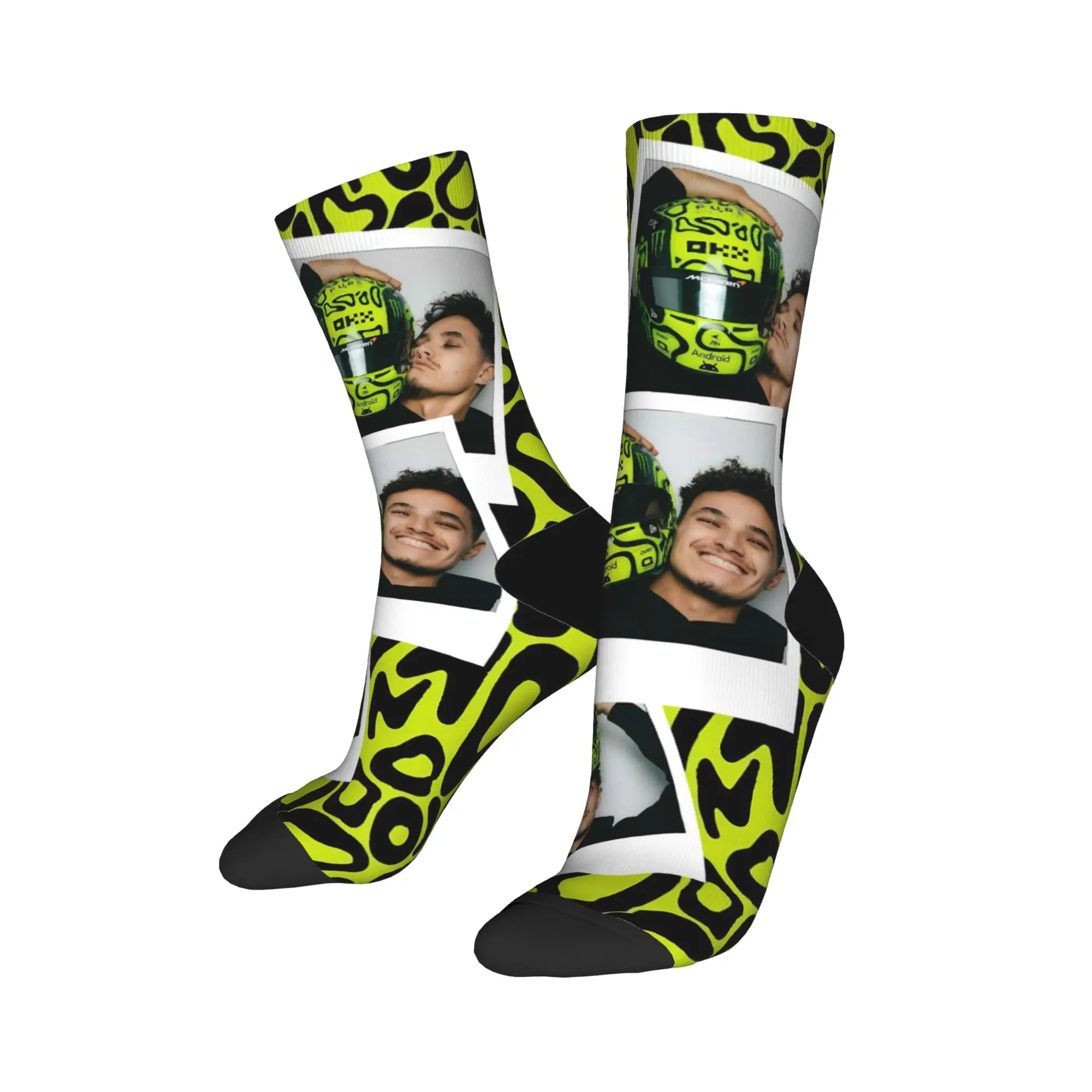 Medias de conductor de carreras L-Landos diseño de casco calcetines Kawaii mujeres hombres calcetines transpirables otoño correr deportes calcetines antideslizantes