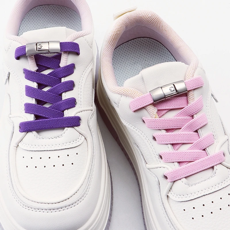 

Classic Flat Elastic Press Lock Shoelaces No-Tie Sport Shoe Laces for Sneakers One Size Fits All Adults And Kids 1Pair/2Pair