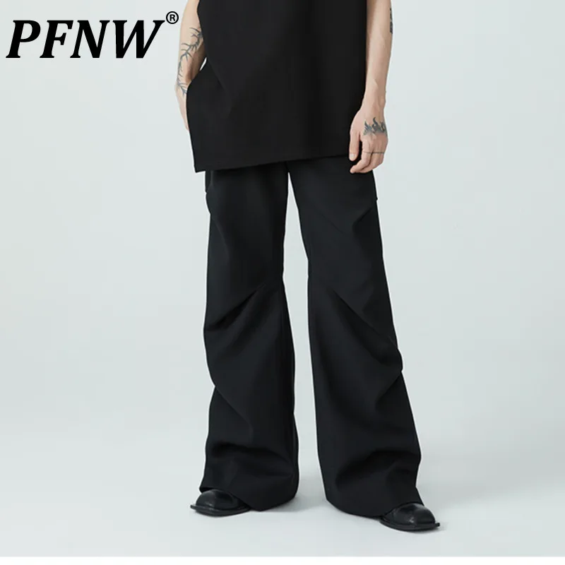 

PFNW Men's Suit Pants Heavy Industry Design Casual Summer New Pleated Loose Darkwear Trousers High Street Fashion Male 12C160