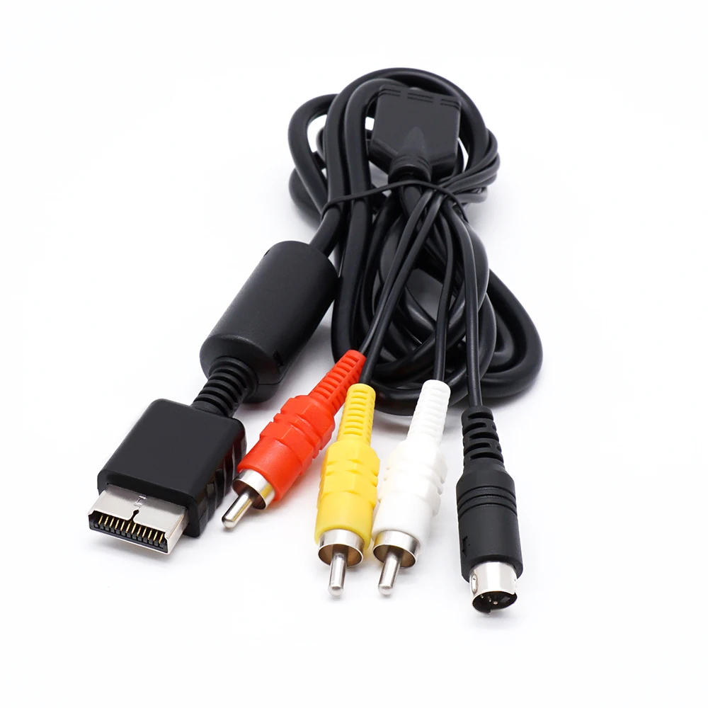 1.8m 2in1 audio video cord wire S-Video AV Cable for PS2 for PS3 for Playstation 1 PSone