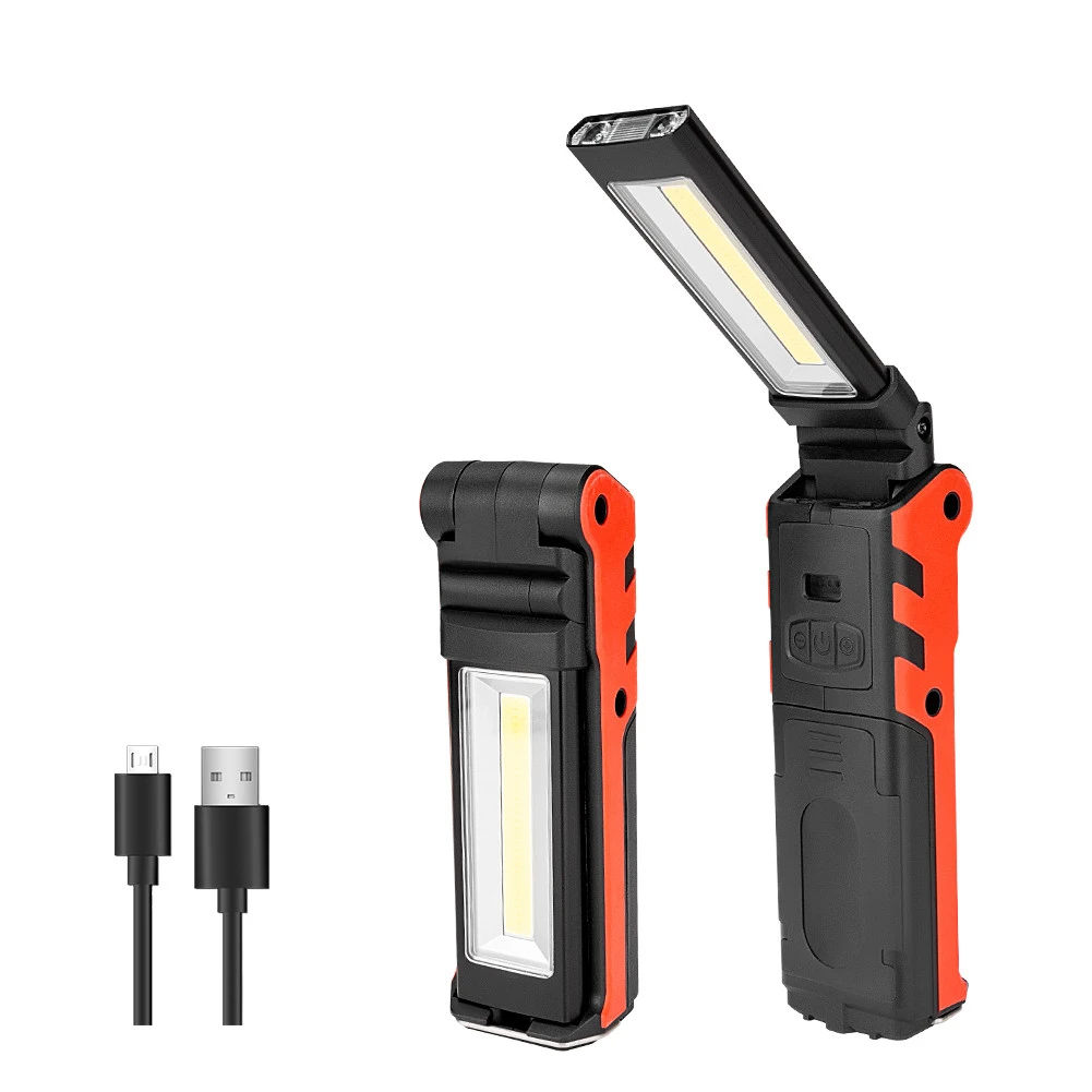 

Dimmable COB LED Work Light USB Rechargeable Flashlight Inspection Lamp with Magnetic &Hook Power Bank 2300mAh 18650 Battery