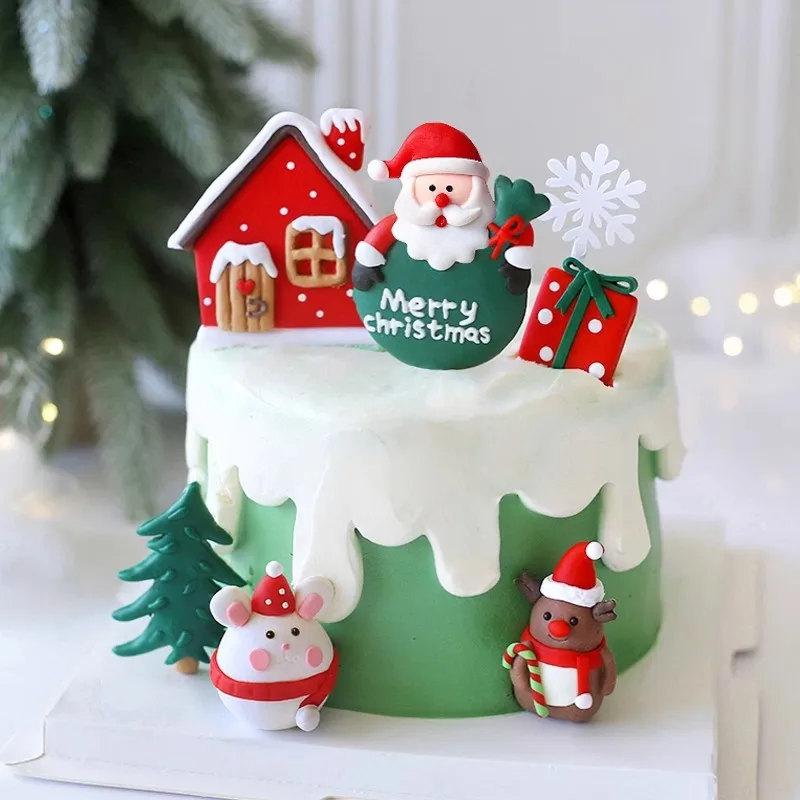2pcs Merry Christmas Cake Topper Painted Santa Claus New Year Party Cupcake Birthday Party Gifts Dessert Toppers Baking Supplies image 5