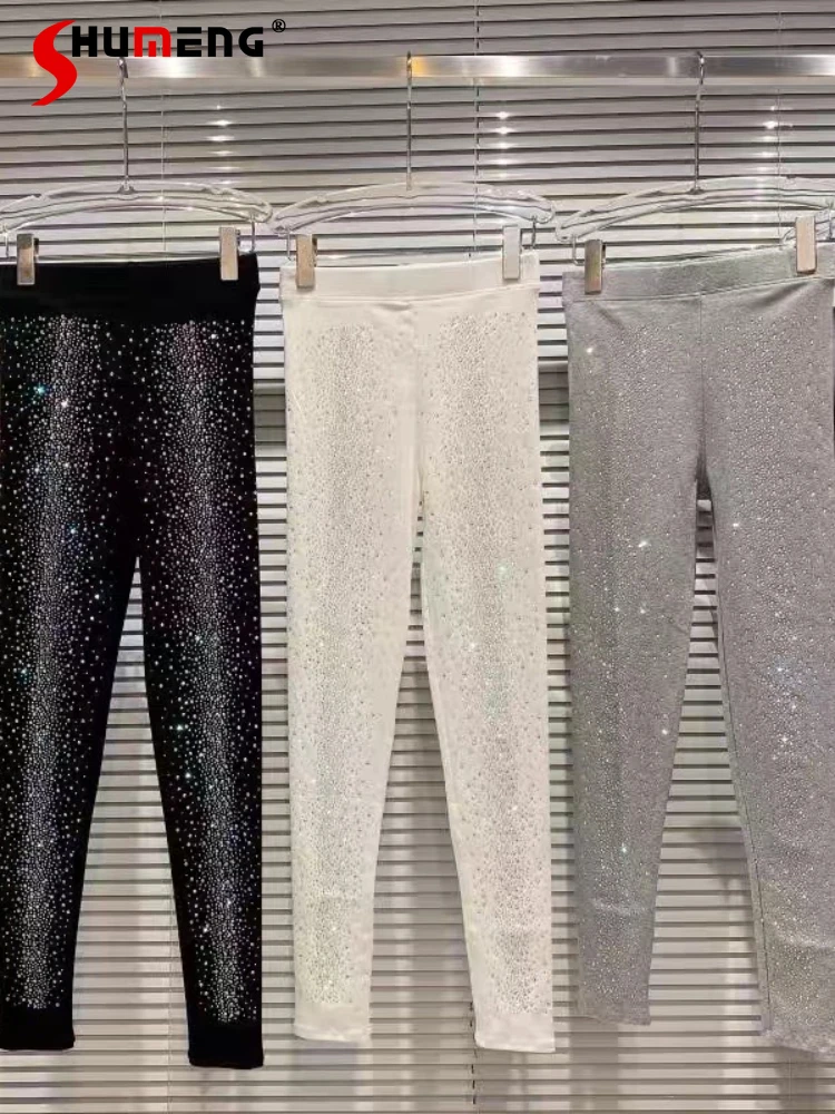 Leggings amincissants à taille élastique pour femmes, nouveau document brillant, diamant chaud, fjWomen's ChimLeggings, automne et hiver 2024