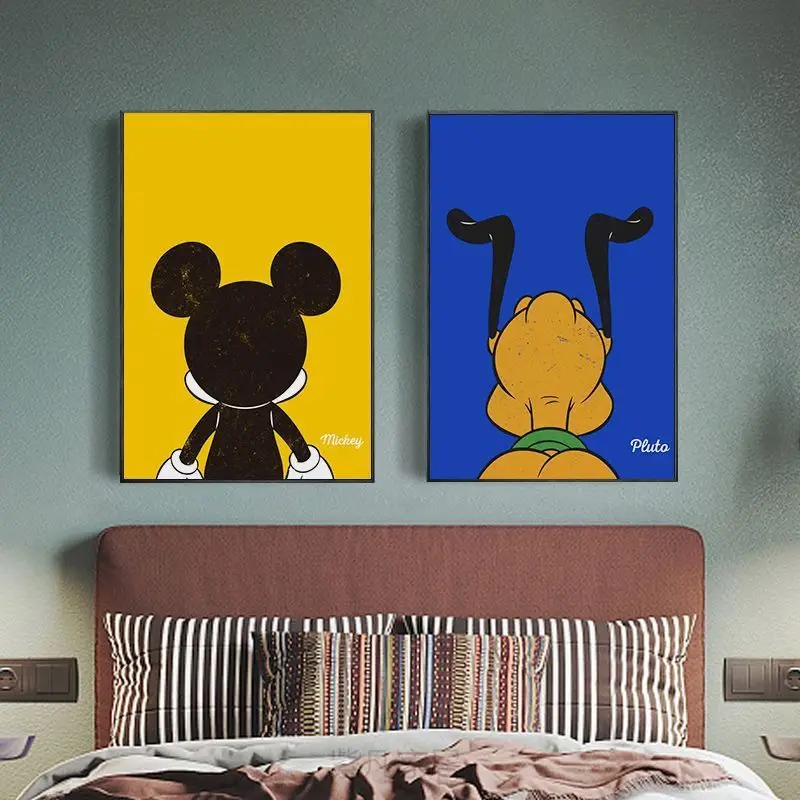 Disney Mickey cartoon schattige poster creatieve gepersonaliseerde slaapkamer woonkamer achtergrond wanddecoratie hangende schilderij cadeau